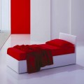 Lit simple avec tête de lit, structure en fer et bois Line by Bolzan