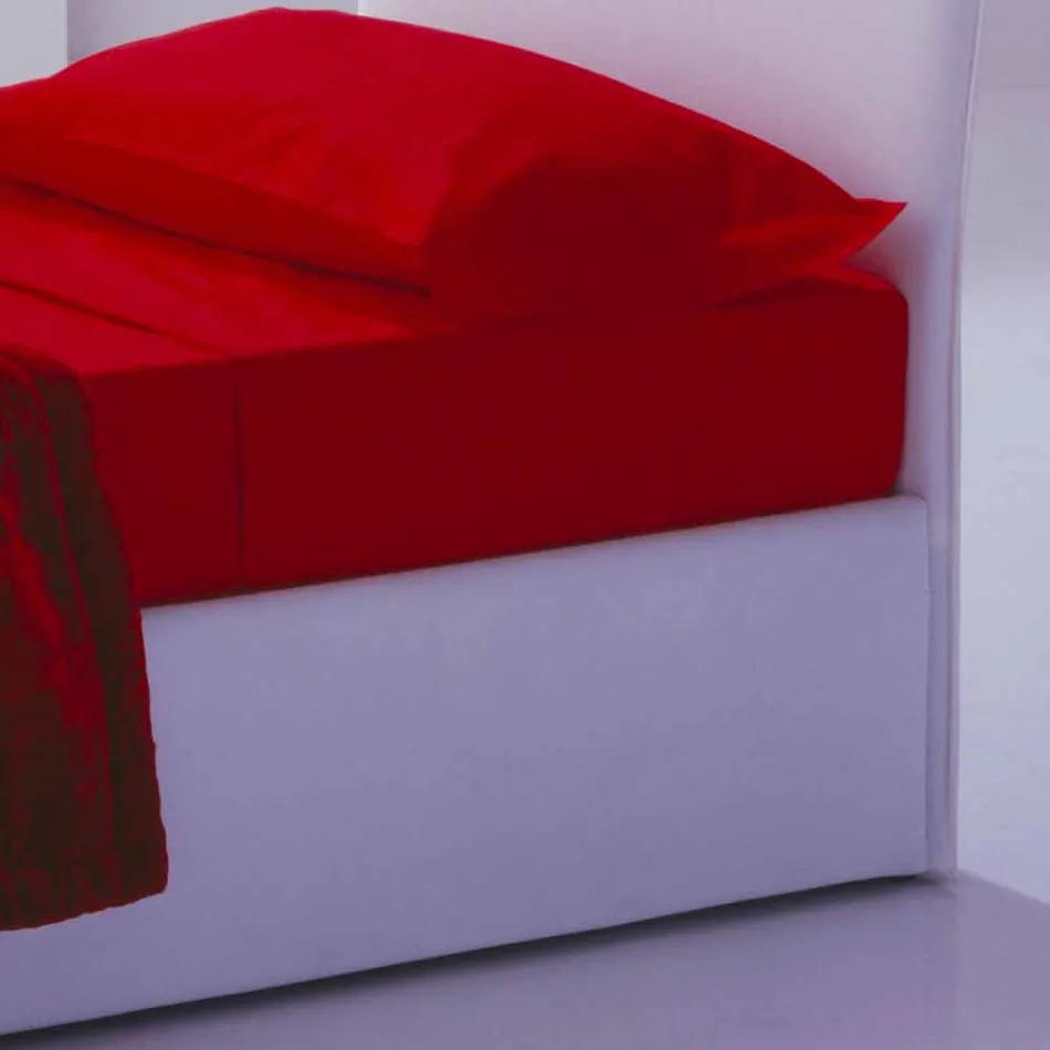 Lit simple avec tête de lit, structure en fer et bois Line by Bolzan Viadurini