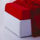 Lit simple avec tête de lit, structure en fer et bois Line by Bolzan Viadurini