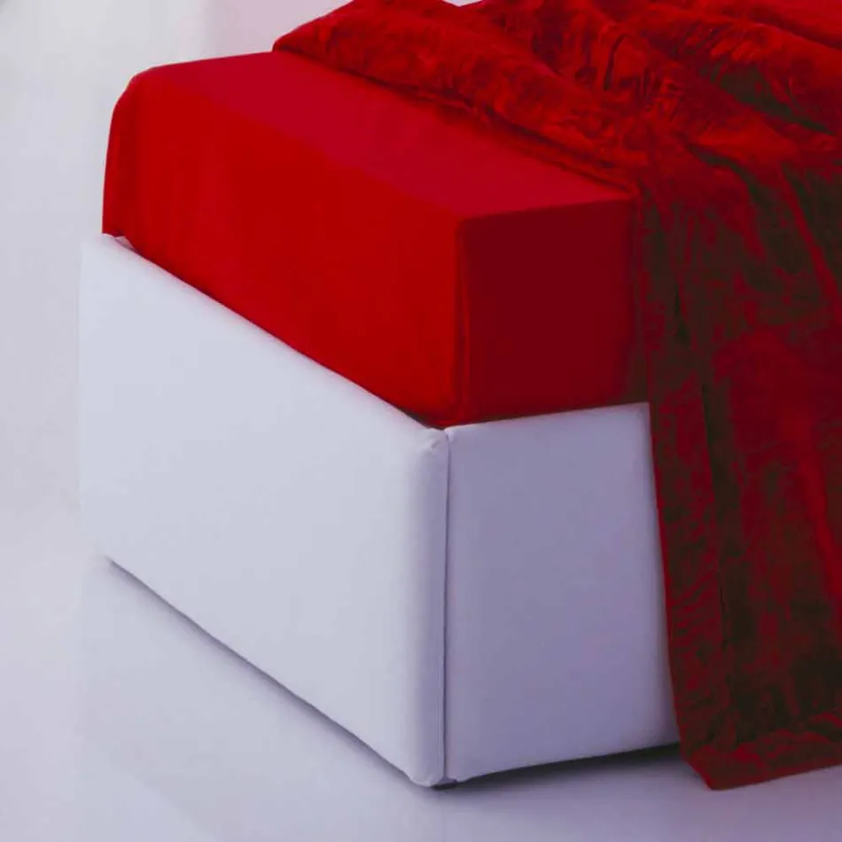 Lit simple avec tête de lit, structure en fer et bois Line by Bolzan Viadurini