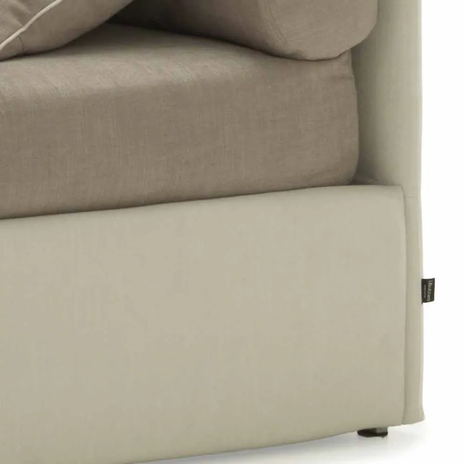 Lit simple avec tête de lit, structure en fer et bois Line by Bolzan Viadurini