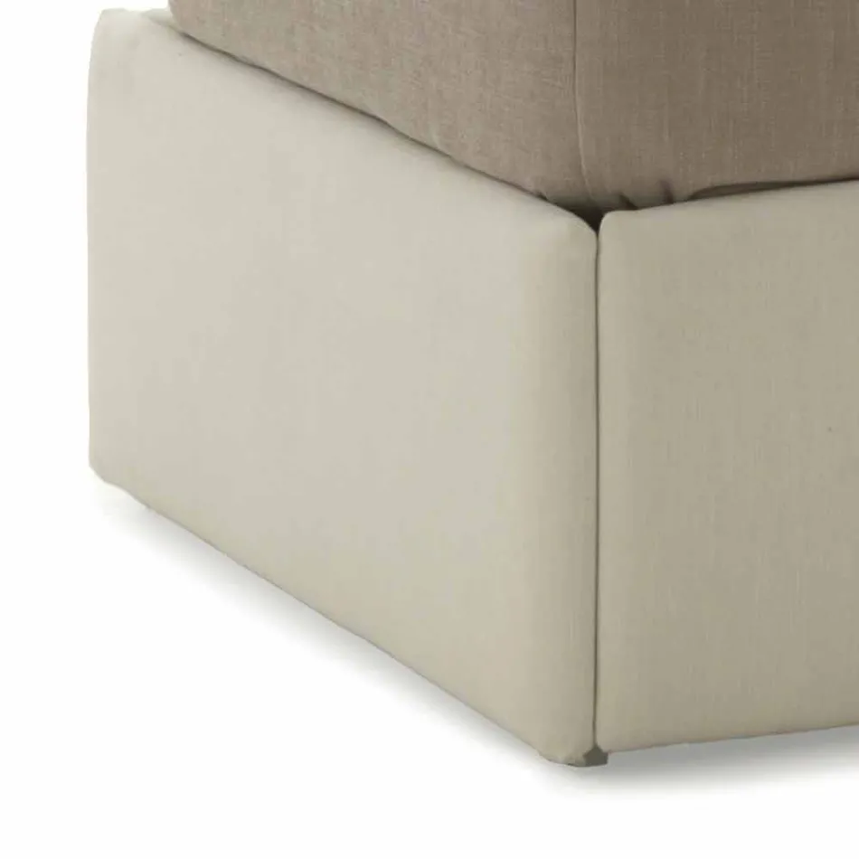 Lit simple avec tête de lit, structure en fer et bois Line by Bolzan Viadurini