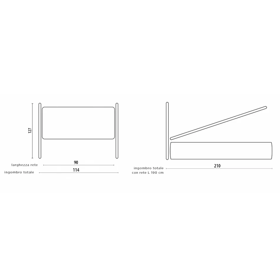 Lit simple rembourré avec rangement en option fabriqué en Italie - Akira Viadurini