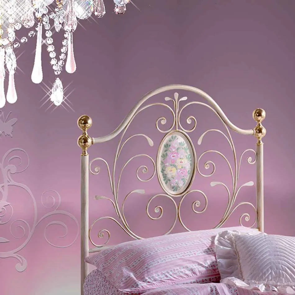 Lit Simple en Fer Forgé Turquoise Viadurini