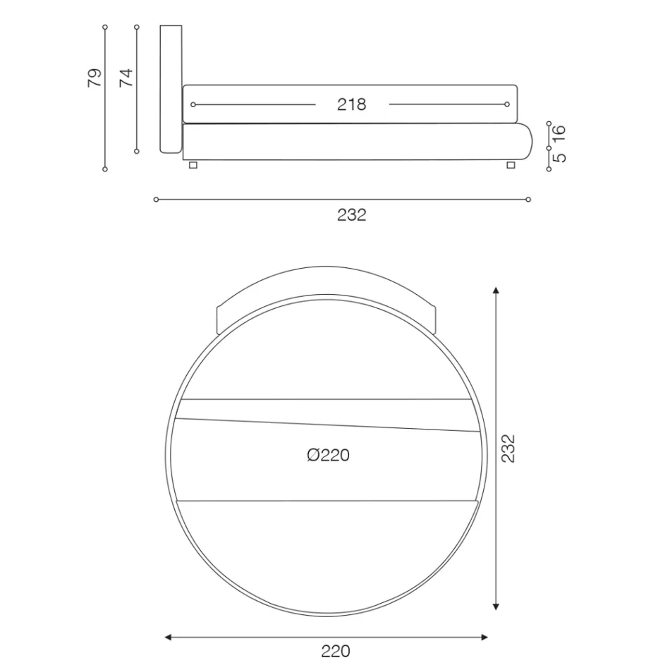 Lit double design rond recouvert de cuir écologique - Faenza Viadurini