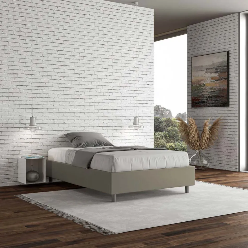 Lit Queen Size 140x200 cm, revêtu de similicuir, fabriqué en Italie - Athlete Viadurini