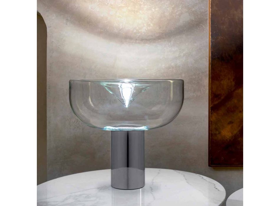 Aella Leucos Lampe de table contemporaine en verre de cristal LED RGB Viadurini