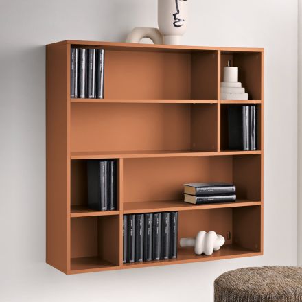 Bibliothèque murale design en mélamine, disponible en plusieurs coloris, fabriquée en Italie - Kea Viadurini