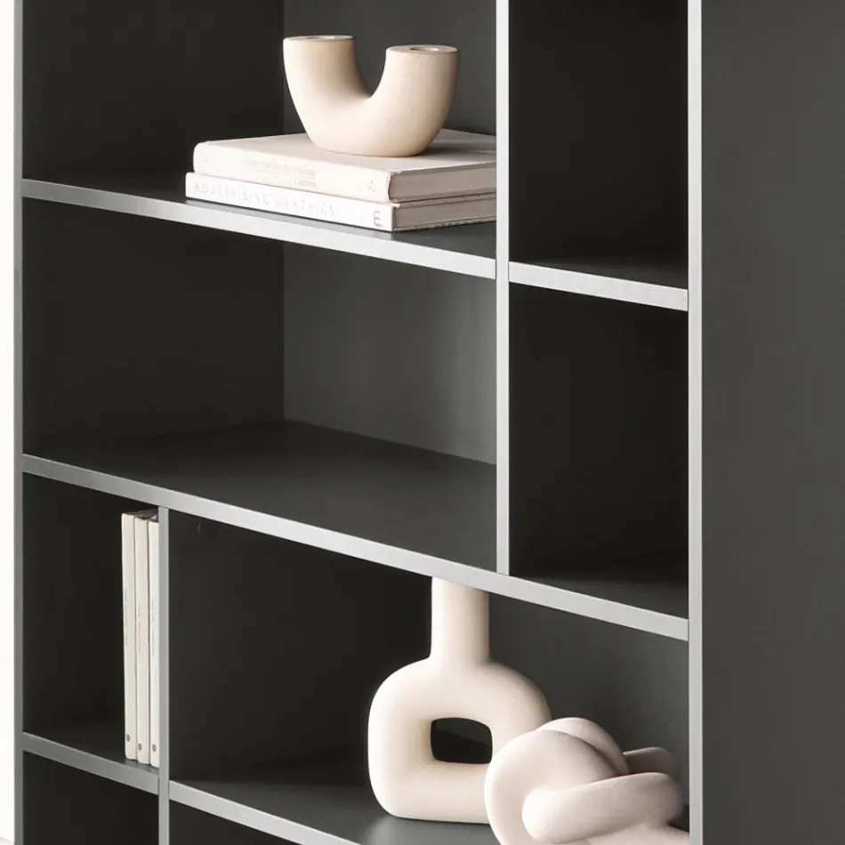 Bibliothèque murale design en mélamine, disponible en plusieurs coloris, fabriquée en Italie - Kea Viadurini