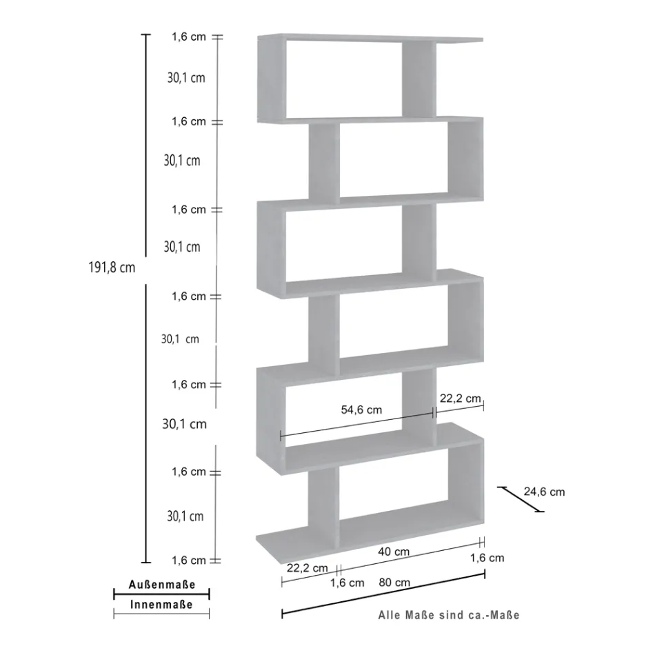 Bibliothèque Murale Design Verticale Salon en Bois 3 Finitions - Minetta Viadurini