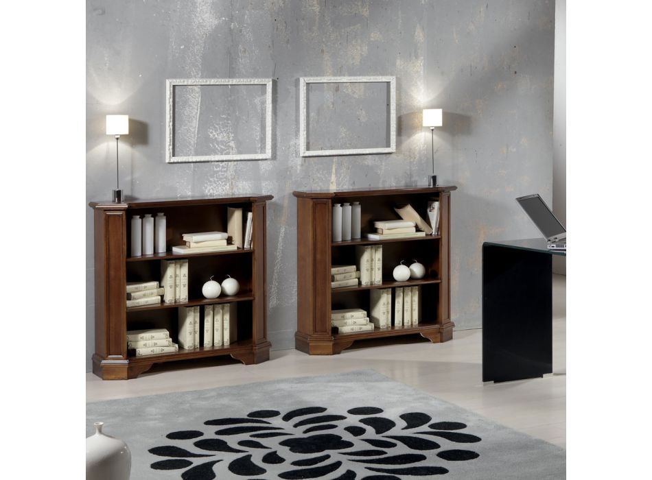 Bibliothèque avec 3 compartiments ouverts en bois plaqué Made in Italy - Epona Viadurini