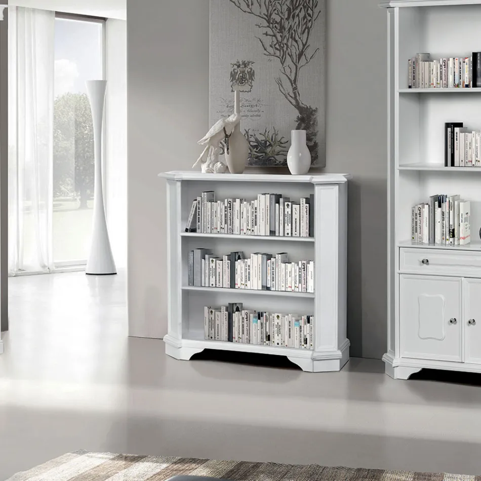 Bibliothèque avec 3 compartiments ouverts en bois plaqué Made in Italy - Epona Viadurini