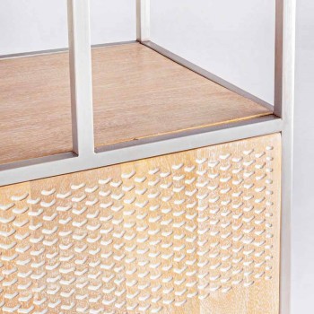 Bibliothèque de plancher avec structure en acier chromé et bois Homemotion - Madiz