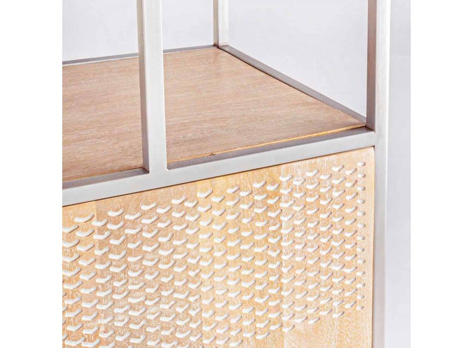 Bibliothèque de plancher avec structure en acier chromé et bois Homemotion - Madiz