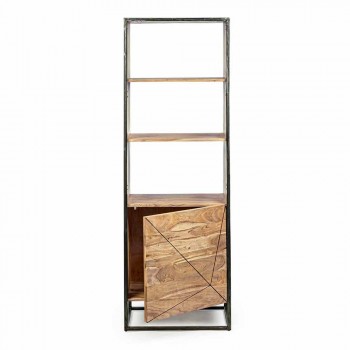 Bibliothèque de plancher avec structure en bois d'acacia et acier Homemotion - Golia