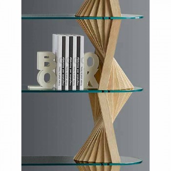 Bibliothèque de sol design en verre et bois de frêne Made in Italy - Aspide