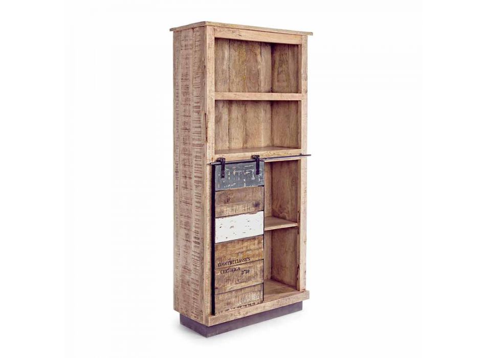 Bibliothèque de sol Homemotion en manguier avec inserts en acier - Vidia Viadurini