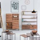 Bibliothèque de plancher de style industriel en acier et bois Homemotion - Zompo Viadurini