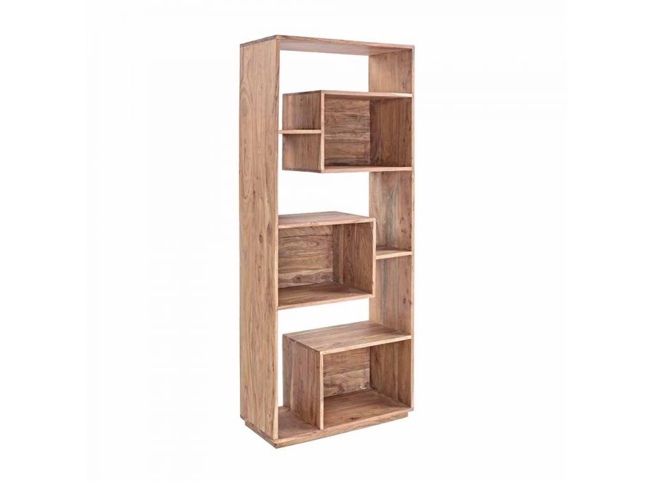 Bibliothèque de plancher moderne Homemotion avec structure en bois d'acacia - Genza Viadurini