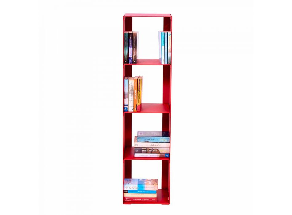 Bibliothèque de plancher moderne en fer noir, rouge, blanc ou gris fabriqué en Italie - Pls Viadurini