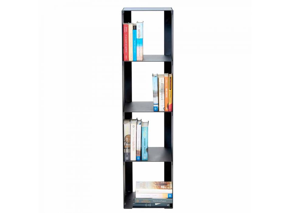 Bibliothèque de plancher moderne en fer noir, rouge, blanc ou gris fabriqué en Italie - Pls