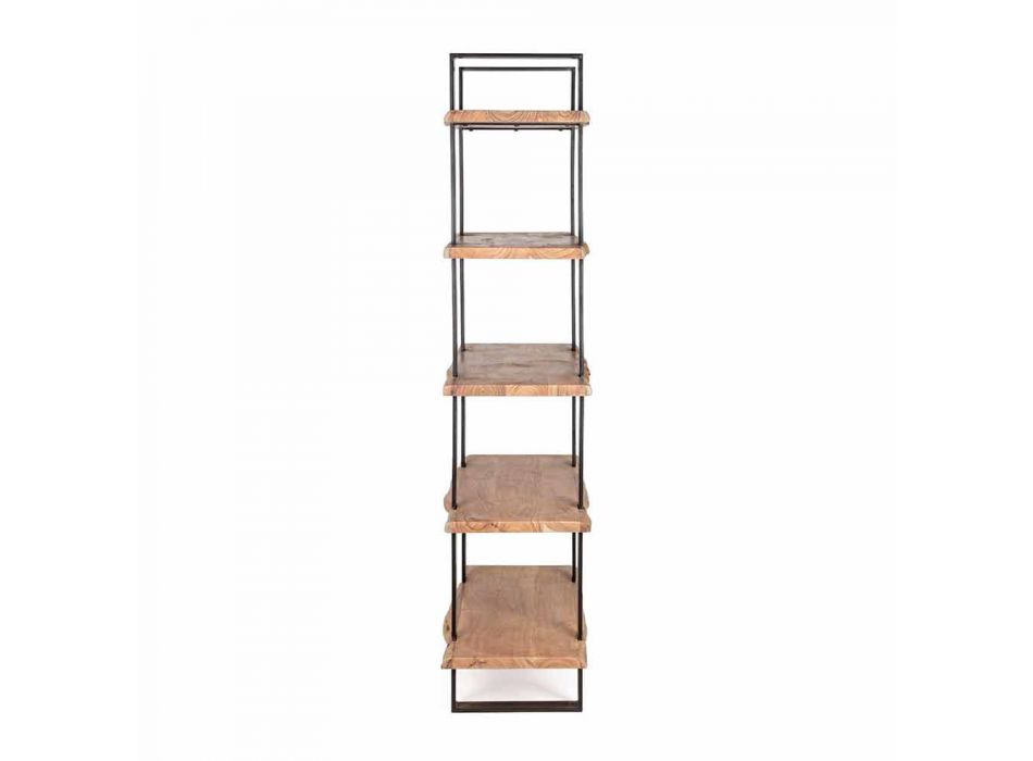 Bibliothèque de plancher en acier moderne avec étagères en bois Homemotion - Lanza
