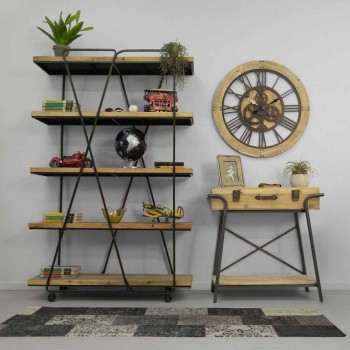 Bibliothèque de plancher de style industriel moderne en bois et fer - Soline