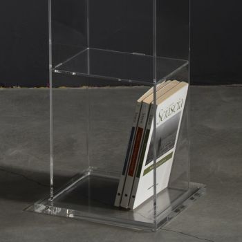 Bibliothèque Colonne Autonome en Cristal Acrylique Transparent - Corrige