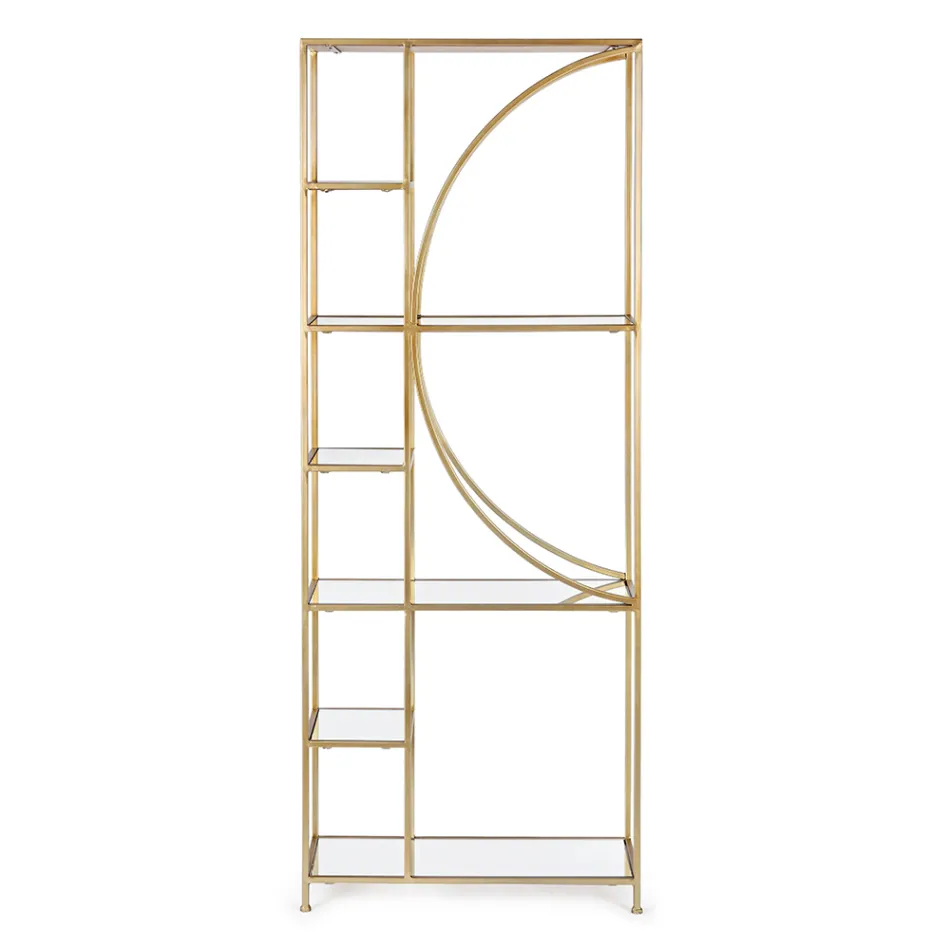 Bibliothèque sur pied en acier et dessus en verre au design élégant - Noralea Viadurini