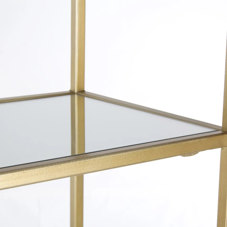 Bibliothèque sur pied en acier et dessus en verre au design élégant - Noralea Viadurini