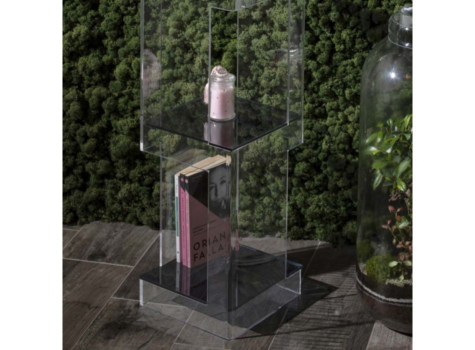 Bibliothèque sur pied en cristal acrylique transparent ou fumé - Icaria