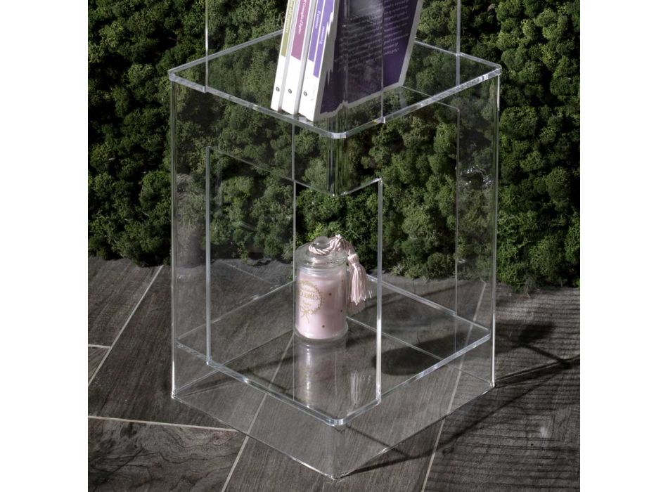 Bibliothèque sur pied en cristal acrylique transparent ou fumé - Icaria