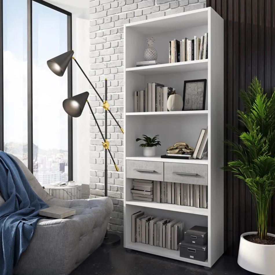 Bibliothèque en bois mélaminé de différentes tailles - étain Viadurini