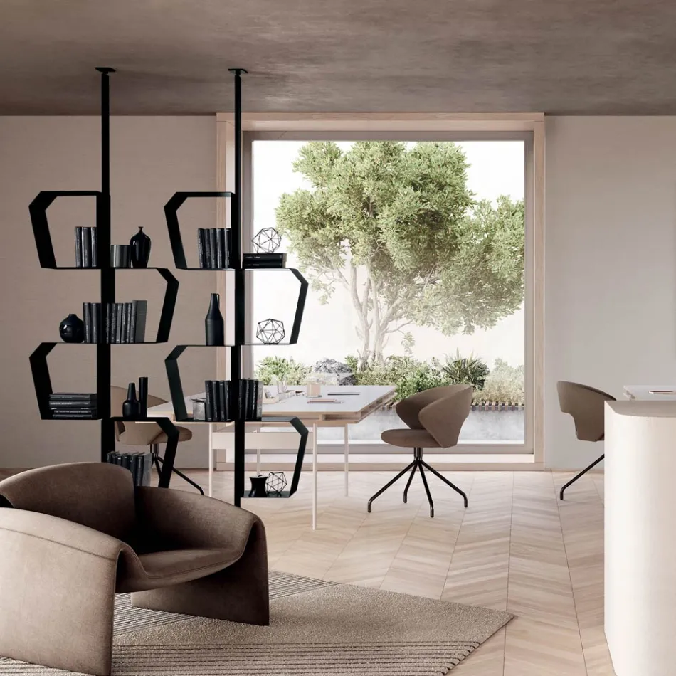 Bibliothèque en métal peint avec pieds réglables, fabriquée en Italie - Fernanda Viadurini