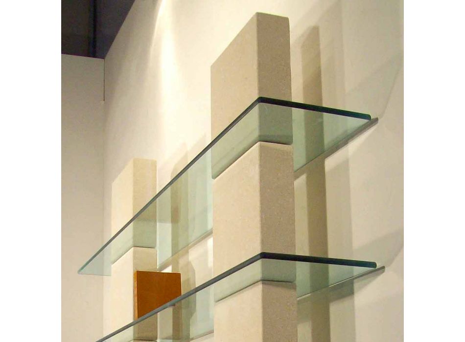 Bibliothèque modulaire design moderne pierre et le verre Poplia Viadurini