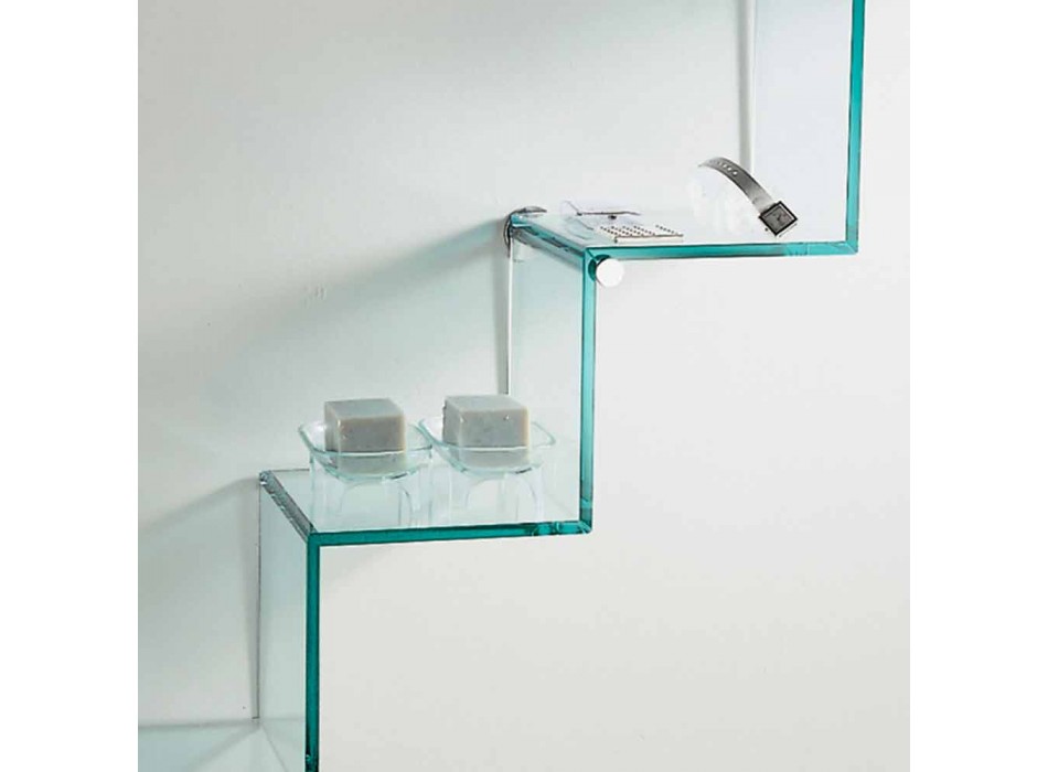 Bibliothèque pour objets sur le mur Design original en échelle de verre - Volano Viadurini