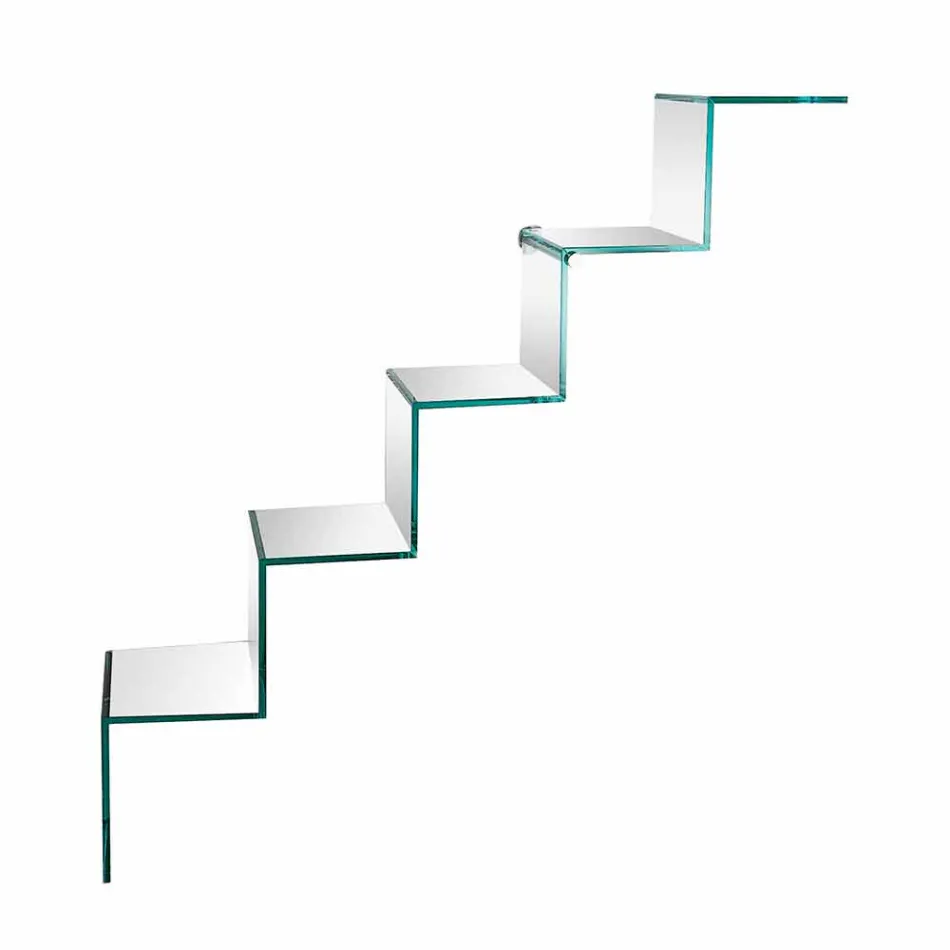 Bibliothèque pour objets sur le mur Design original en échelle de verre - Volano Viadurini