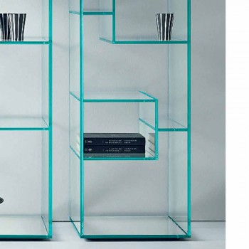 Bibliothèque simple colonne en verre extra-clair ou fumé pour salon - Linzy