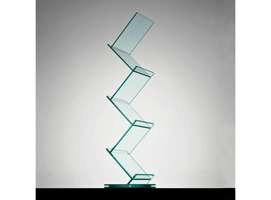 Bibliothèque verticale en verre transparent pour salon sur pied - Brugo