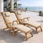 Chaise longue de jardin en bois de teck naturel - Yggdrasil Viadurini