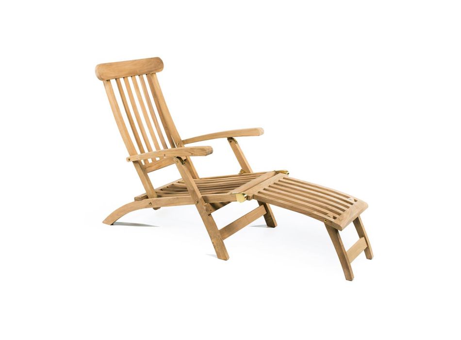 Chaise longue de jardin en bois de teck naturel - Yggdrasil Viadurini