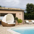 Chaise longue de jardin avec auvent en polyrotin - Colin Viadurini