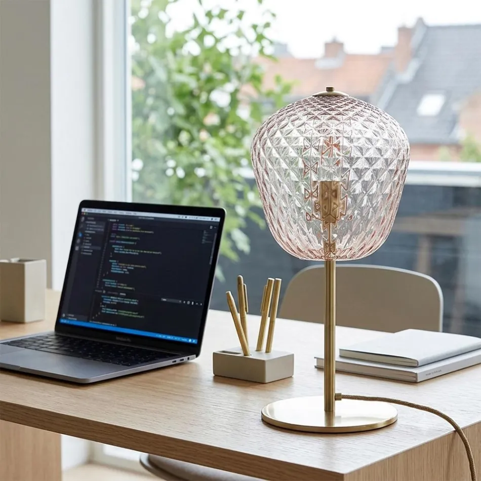 Grande lampe de table en verre vénitien de différentes couleurs, fabriquée en Italie - Elisia Viadurini