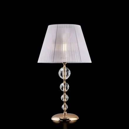 Lampe en fer doré et cristal avec abat-jour fabriqué en Italie - Madrid Viadurini