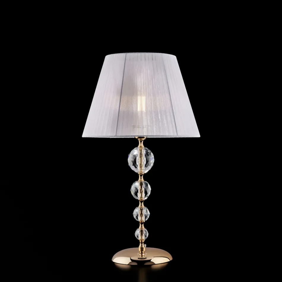 Lampe en fer doré et cristal avec abat-jour fabriqué en Italie - Madrid Viadurini