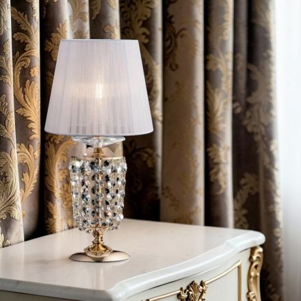 Lampe de table en fer doré avec abat-jour, fabriquée en Italie - Autriche Viadurini