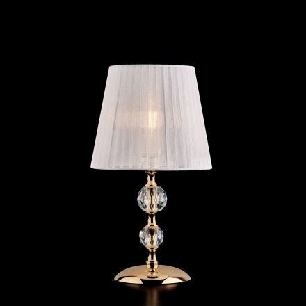 Lampe de table en fer doré et cristal avec abat-jour fabriqué en Italie - Madrid Viadurini