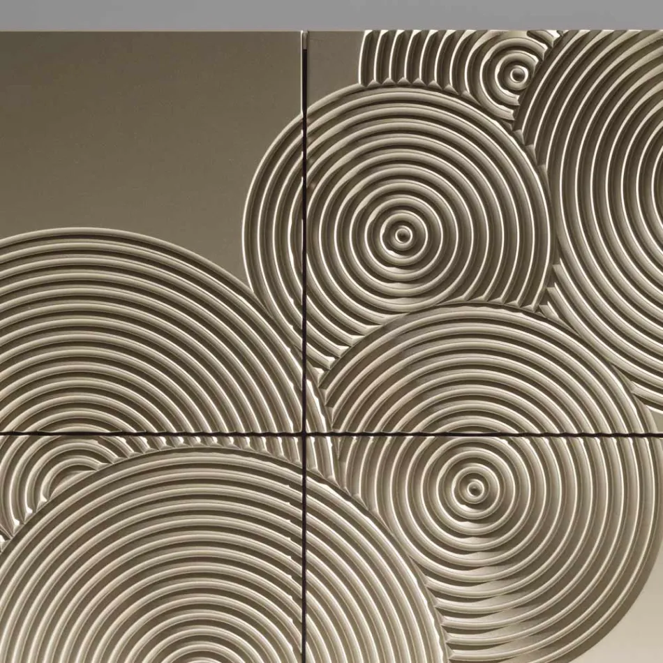 Buffet 5 portes en MDF laqué avec décor gravé et fini à la main - Motif crabe Viadurini