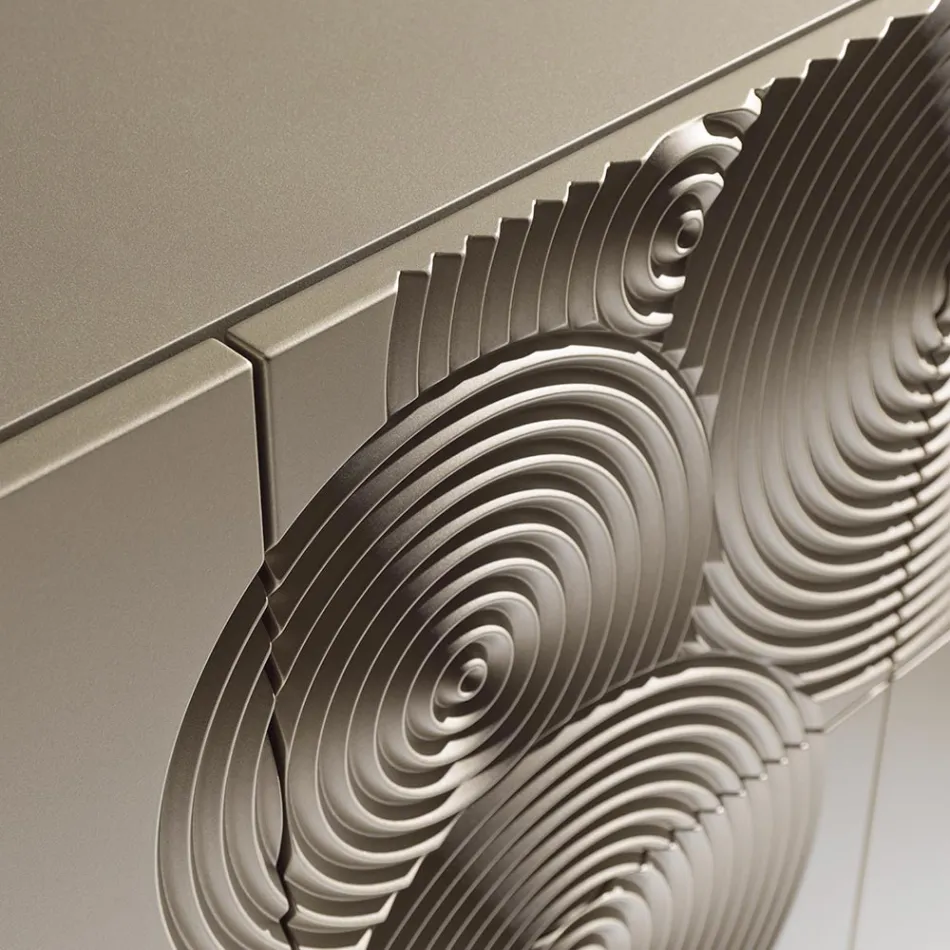 Buffet 5 portes en MDF laqué avec décor gravé et fini à la main - Motif crabe Viadurini