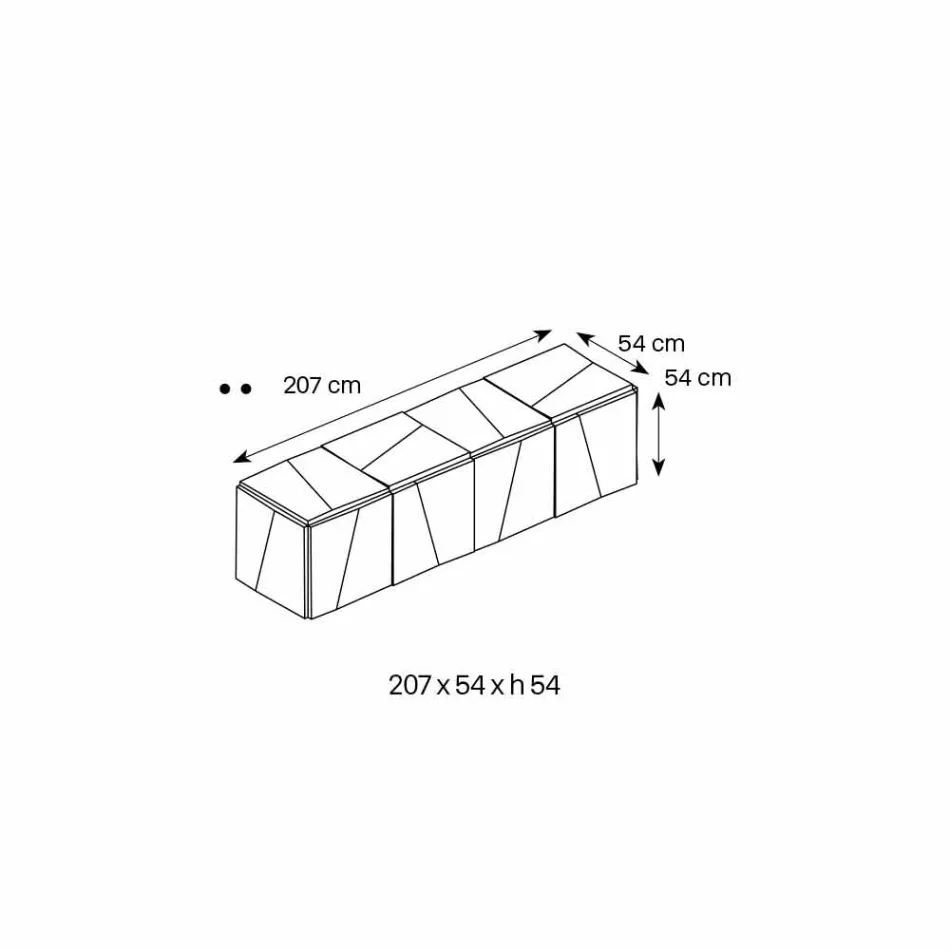 Buffet mural en bois blanc mat et verres miroirs - Senese Viadurini